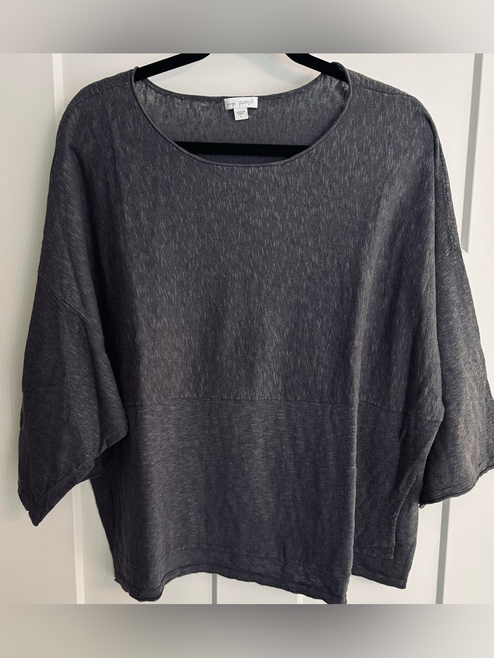 J.Jill- purejill Charcoal Relaxed Crewneck Top Size Large